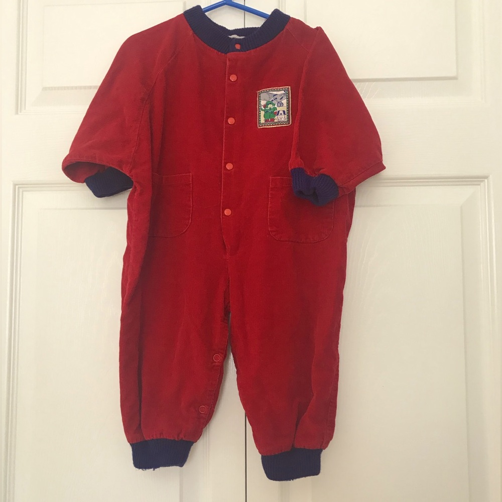 Boys Red Corduroy Coveralls sized 18-24 months